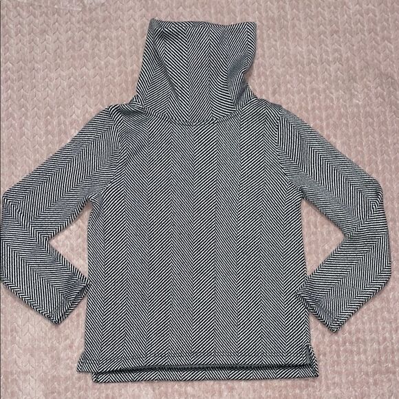 J. Crew Black and White Long Sleeve Funnel Neck Pullover Sweater - Picture 1 of 5